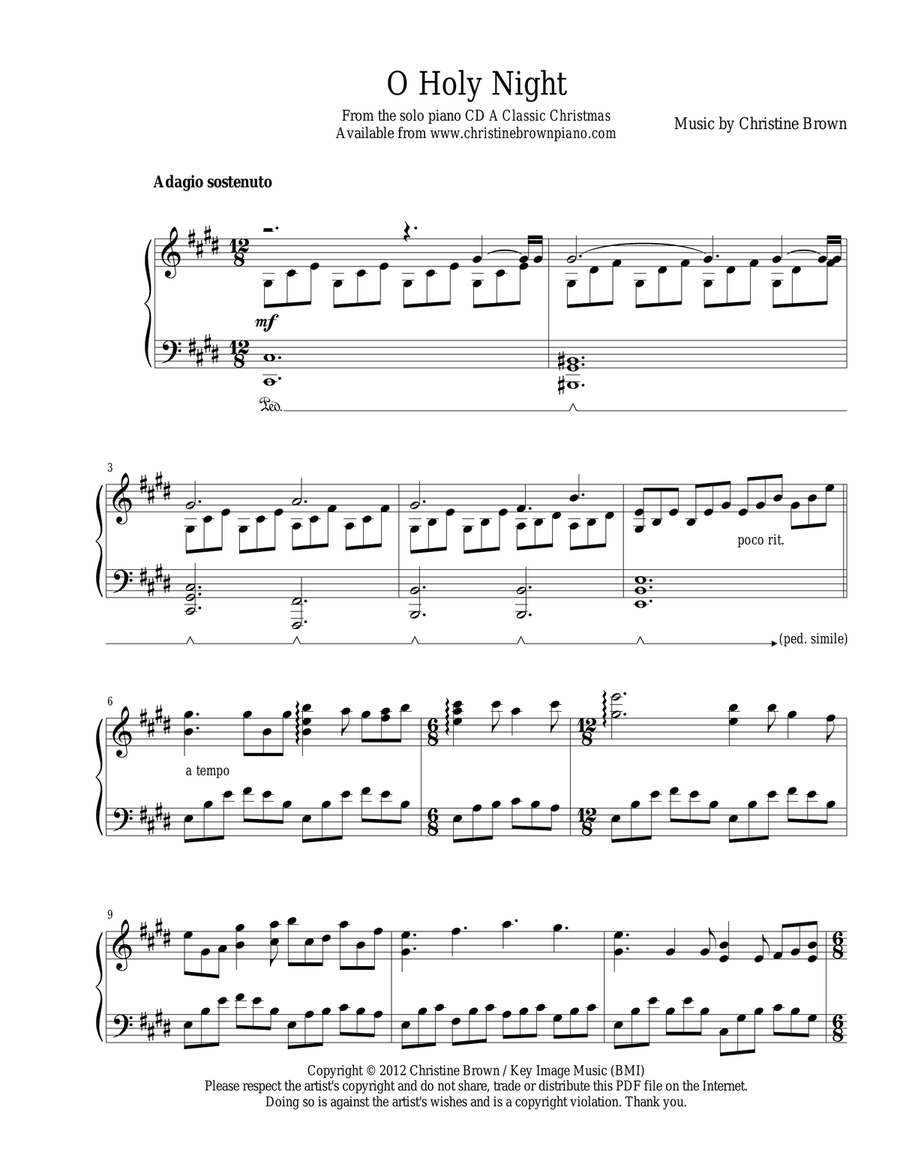 O' Holy Night (with Moonlight Sonata) Piano Solo scores gallery preview page 2