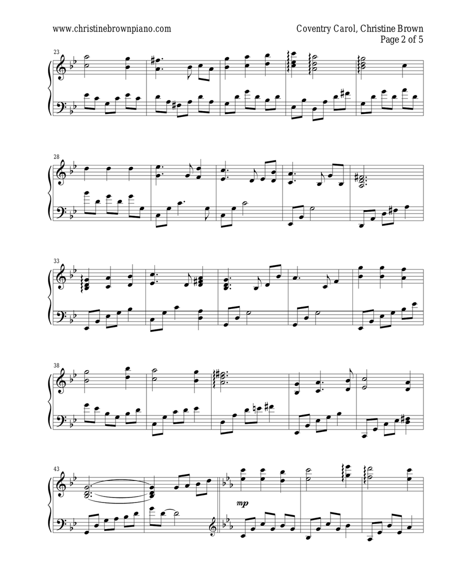 Coventry Carol Piano Solo scores gallery preview page 3