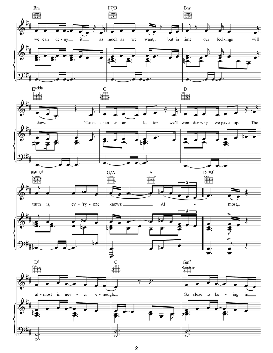 Almost Is Never Enough (featuring Nathan Sykes) Piano, Vocal, Guitar scores gallery preview page 2