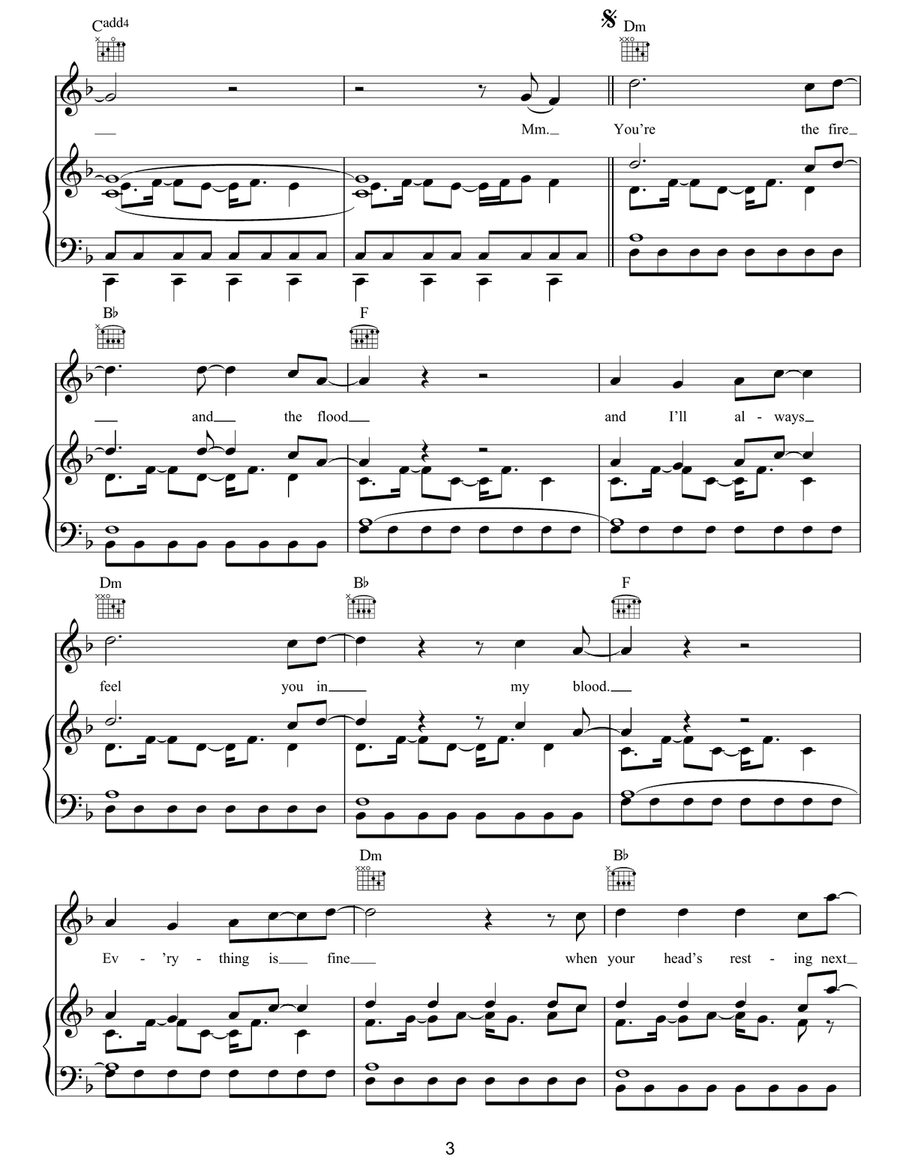 Fire And The Flood Fire And The Flood Piano, Vocal, Guitar scores gallery preview page 3