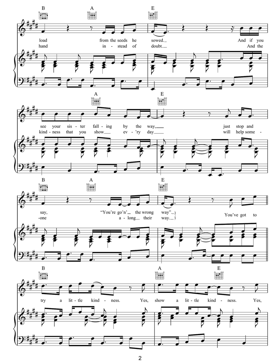Try A Little Kindness Try A Little Kindness Piano, Vocal, Guitar scores gallery preview page 2