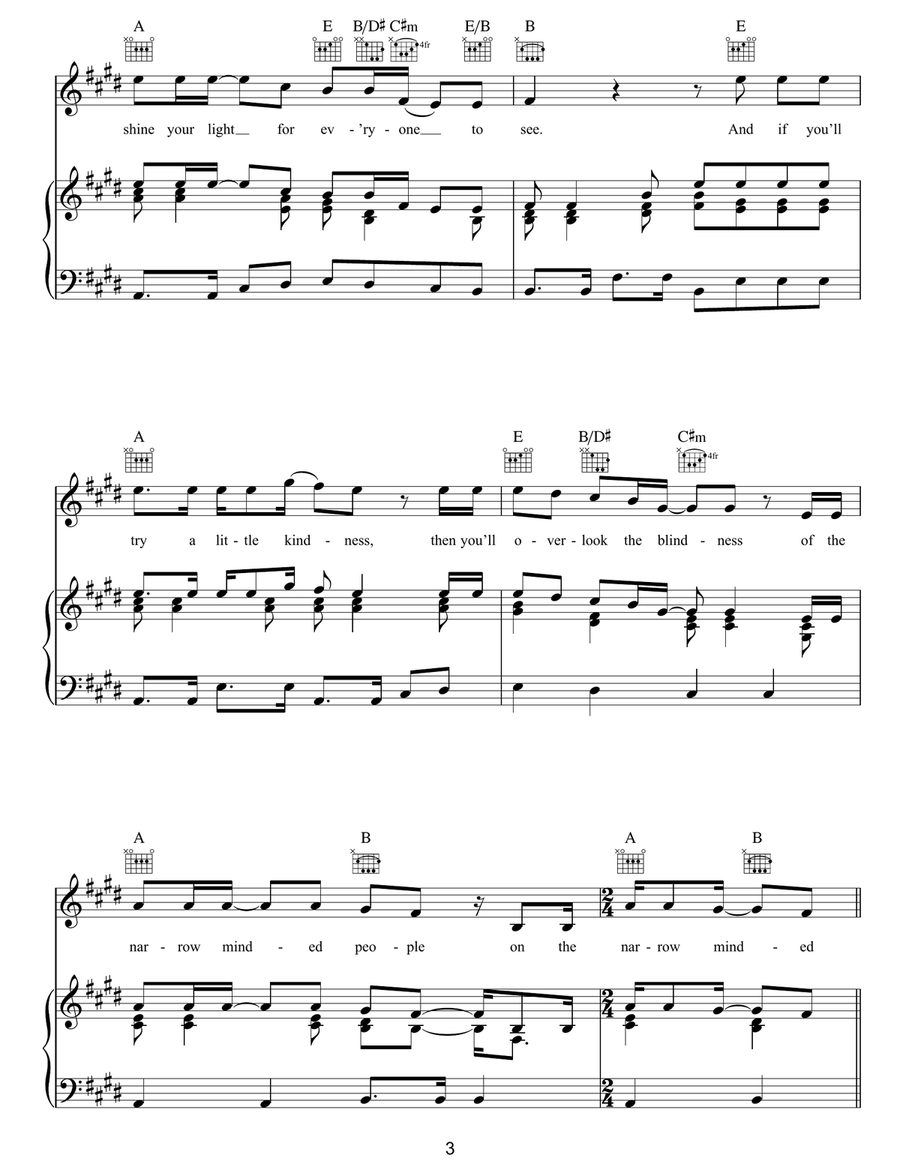 Try A Little Kindness Try A Little Kindness Piano, Vocal, Guitar scores gallery preview page 3