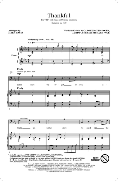 Thankful (arr. Mark Hayes)