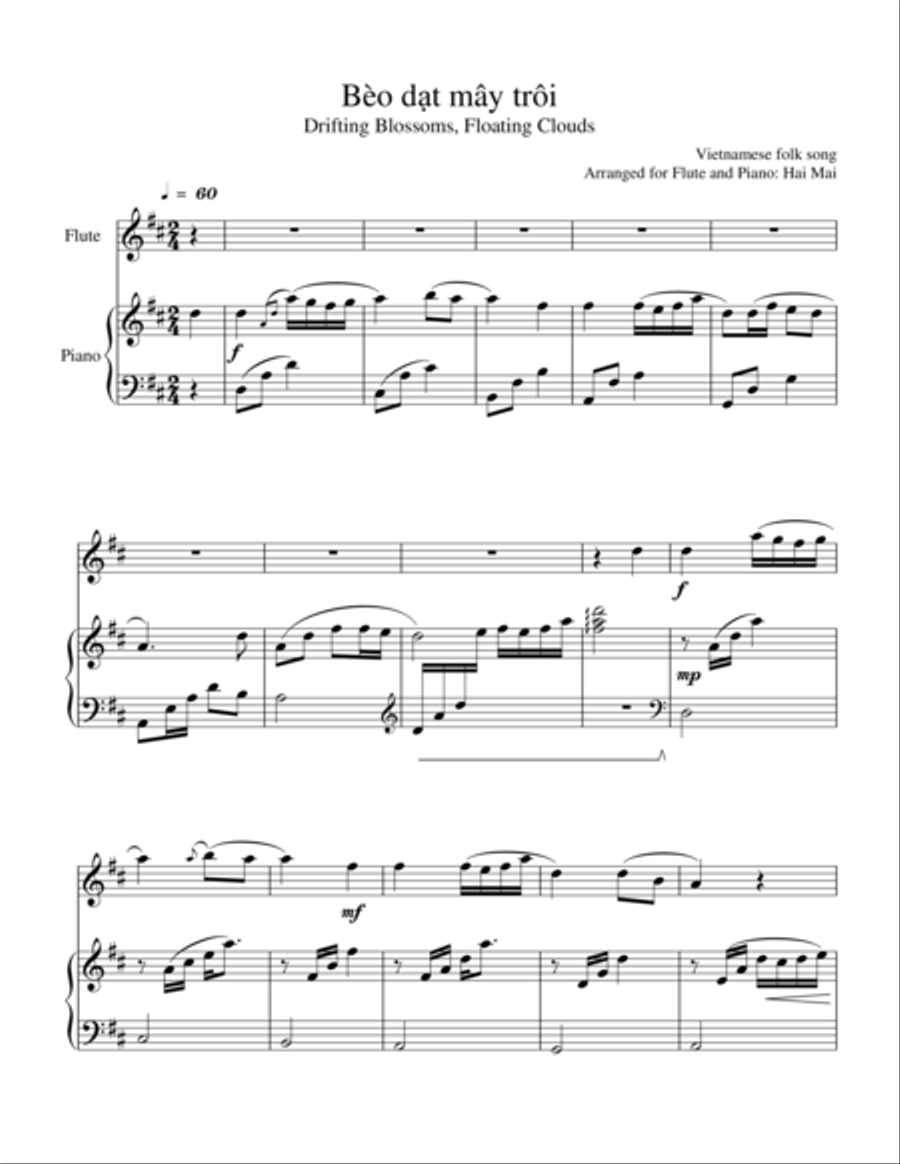 beo dat may troi for Flute solo and Piano Accompaniment Flute Solo scores gallery preview page 1