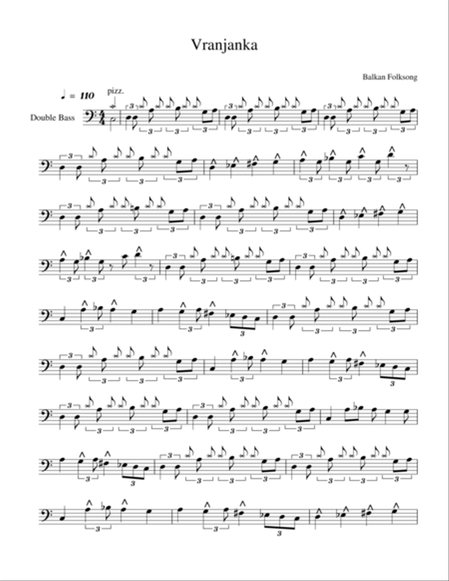 Vranjanka Double Bass scores gallery preview page 1