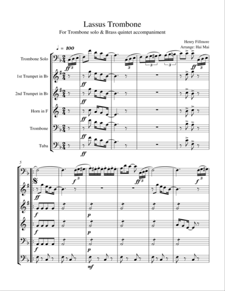 Lassus Trombone Marching Band scores gallery preview page 1