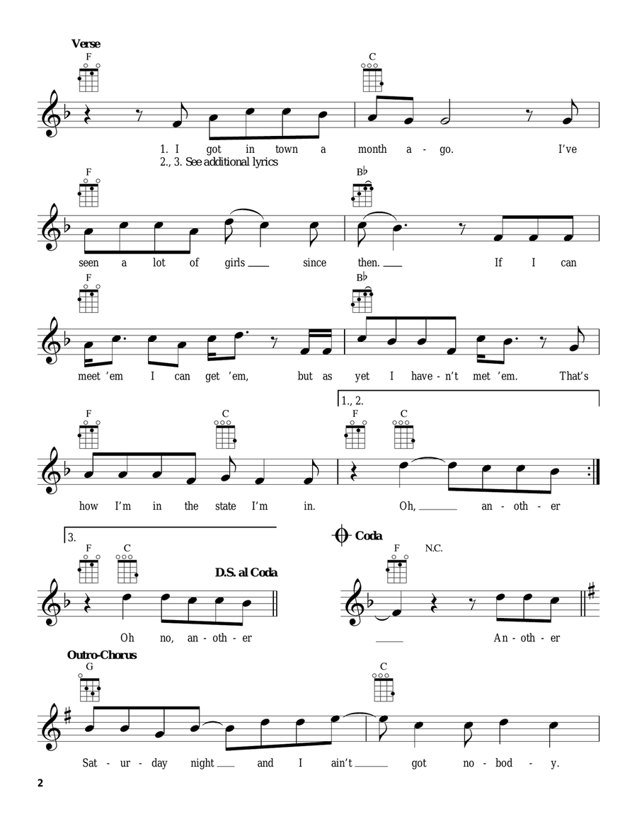 Another Saturday Night Another Saturday Night Ukulele scores gallery preview page 2