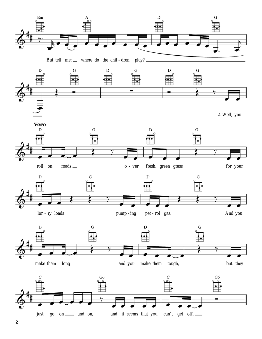 Where Do The Children Play Ukulele scores gallery preview page 2