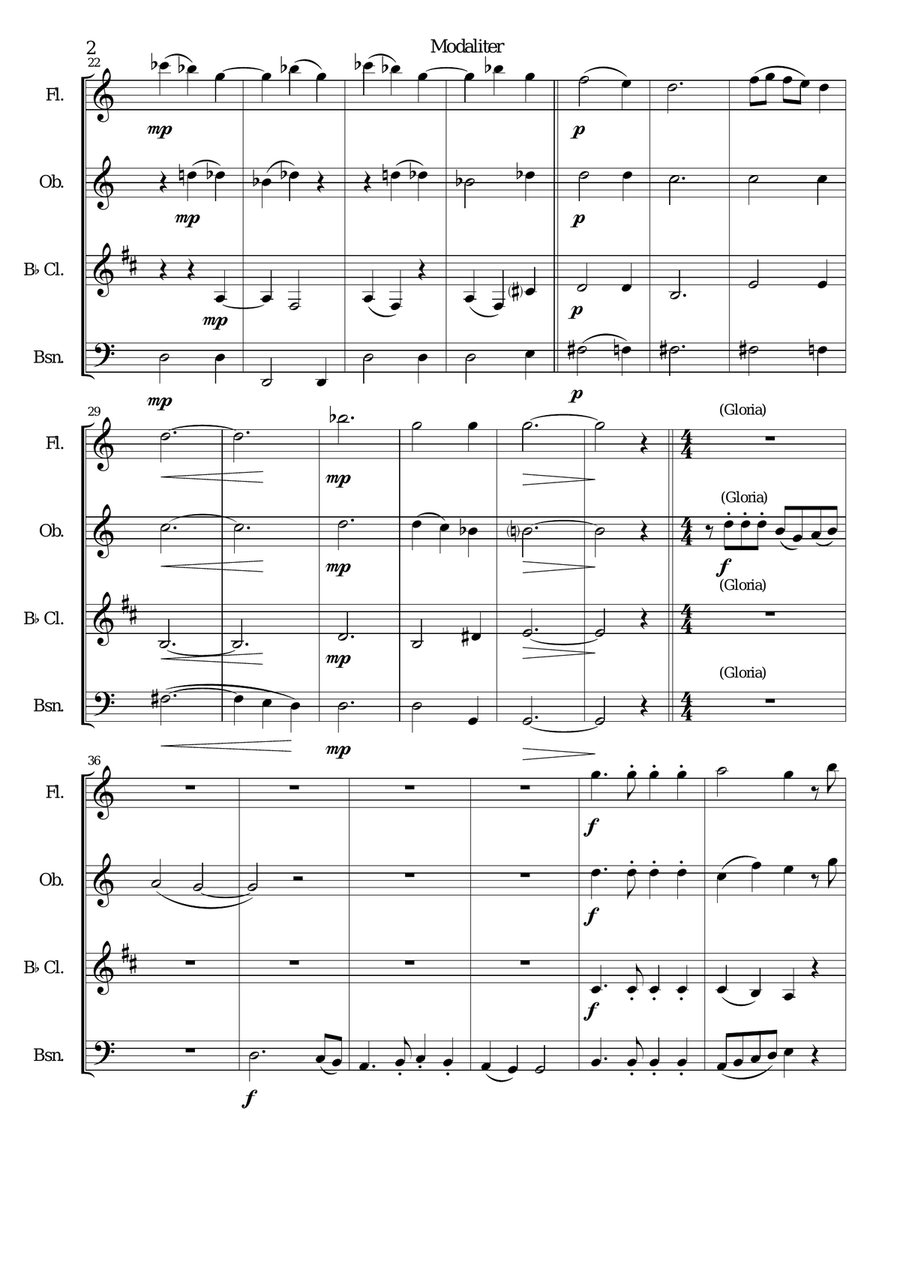 Modaliter for wind quartet Woodwind Quartet scores gallery preview page 2