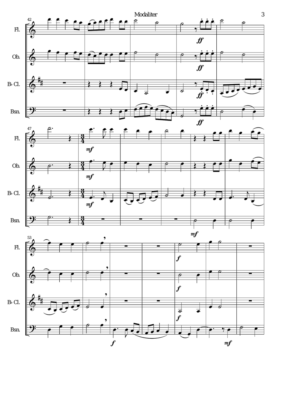 Modaliter for wind quartet Woodwind Quartet scores gallery preview page 3