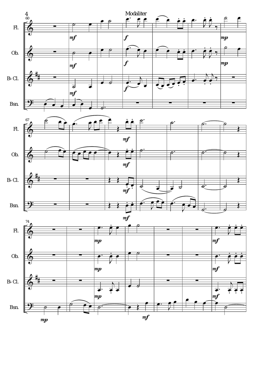 Modaliter for wind quartet Woodwind Quartet scores gallery preview page 4