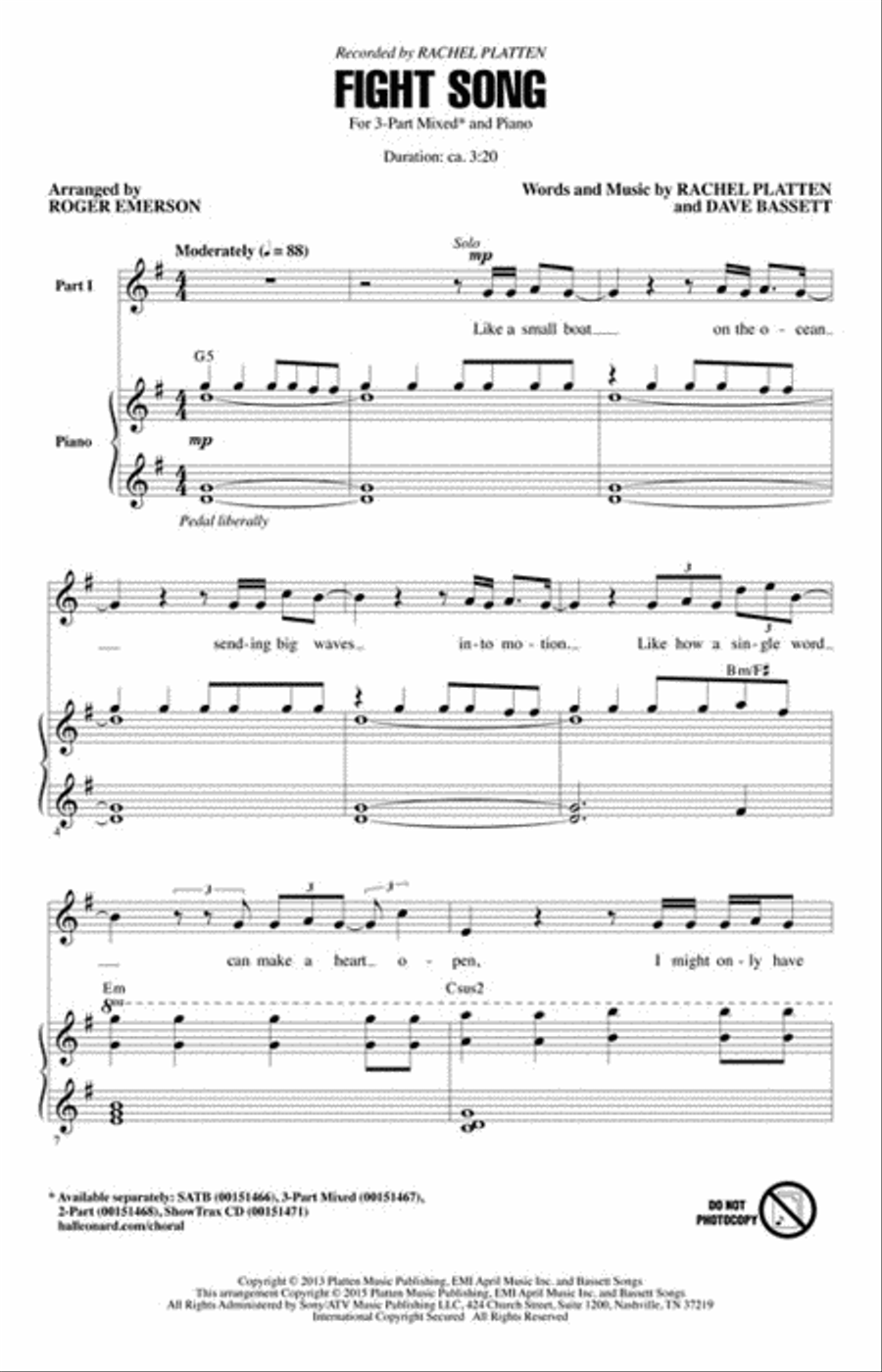 Fight Song Fight Song 3-Part scores gallery preview page 2