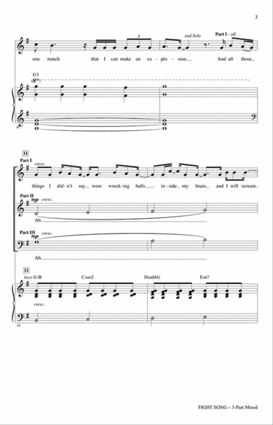 Fight Song Fight Song 3-Part scores gallery preview page 3