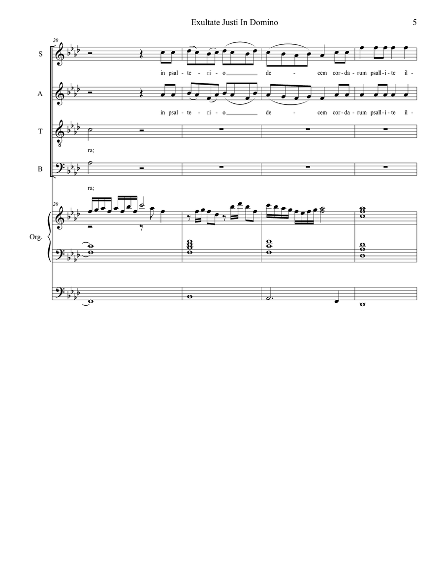 Exultate Justi In Domino 4-Part scores gallery preview page 6