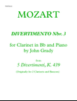 DIVERTIMENTO Nbr. 3 for Clarinet and Piano, K. 439