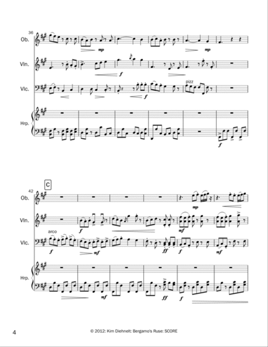 Diehnelt: Bergamo’s Ruse for oboe, violin, ‘cello, and harp (score) Oboe scores gallery preview page 5