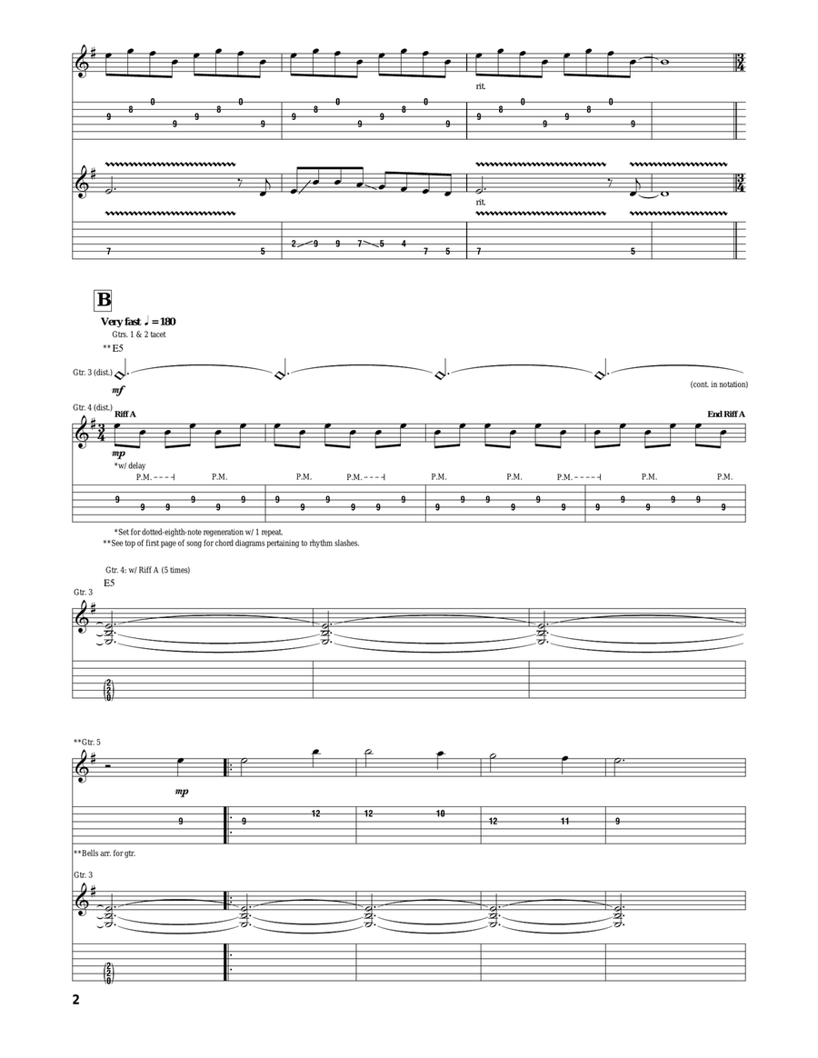 Christmas Eve/Sarajevo 12/24 Guitar Tablature scores gallery preview page 2