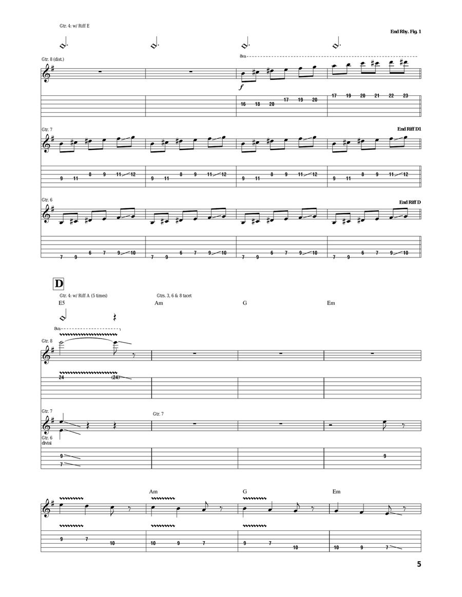 Christmas Eve/Sarajevo 12/24 Guitar Tablature scores gallery preview page 5