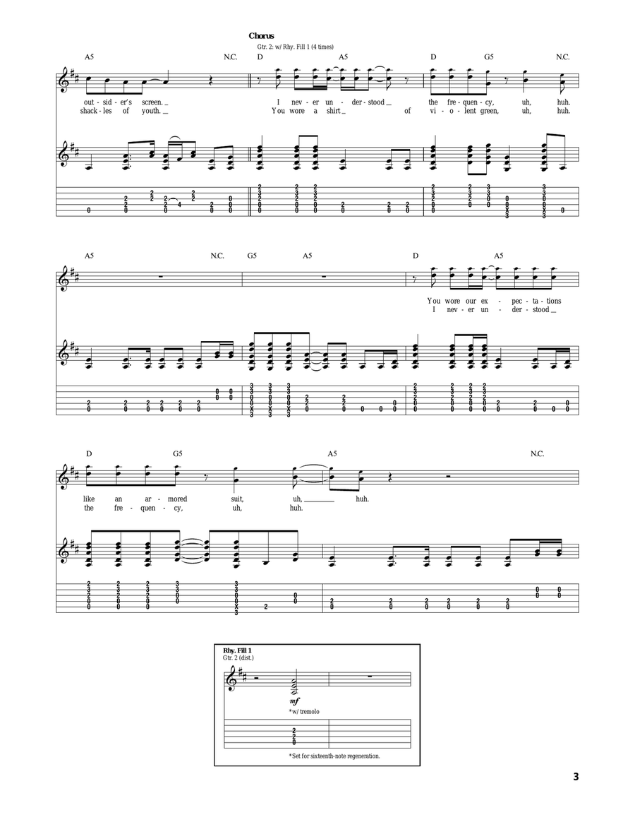What's The Frequency, Kenneth? Acoustic Guitar scores gallery preview page 3
