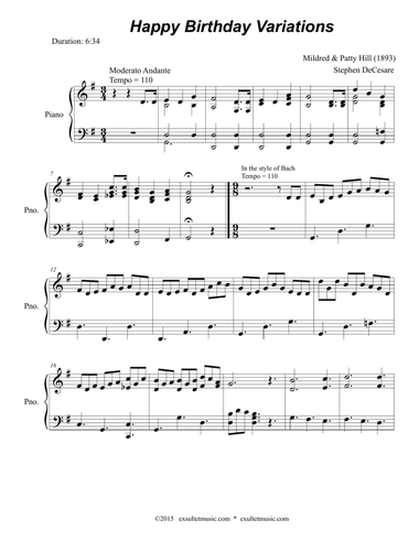 Happy Birthday Variations (Piano solo)