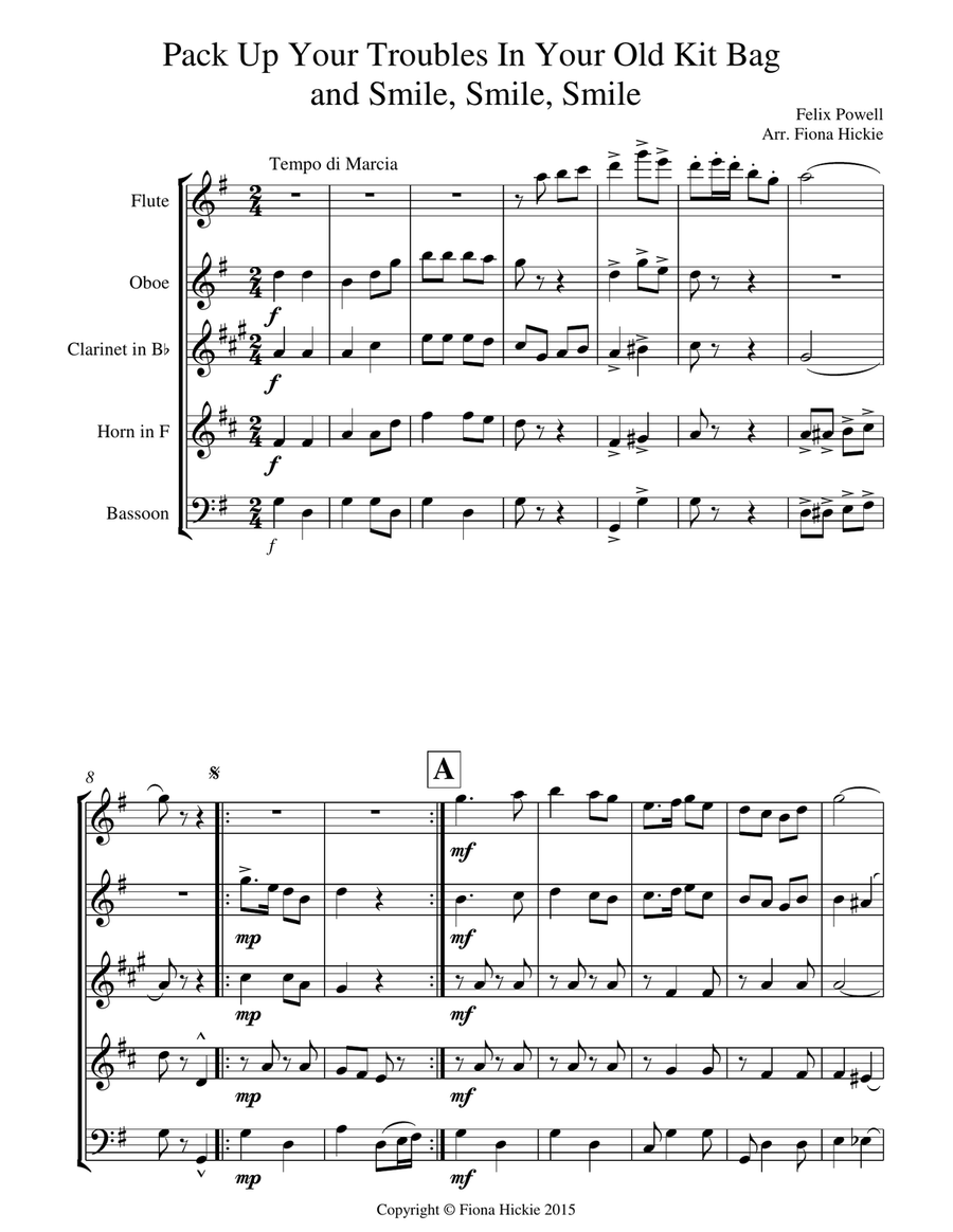 Pack up your Troubles Pack up your Troubles Woodwind Quintet scores gallery preview page 2