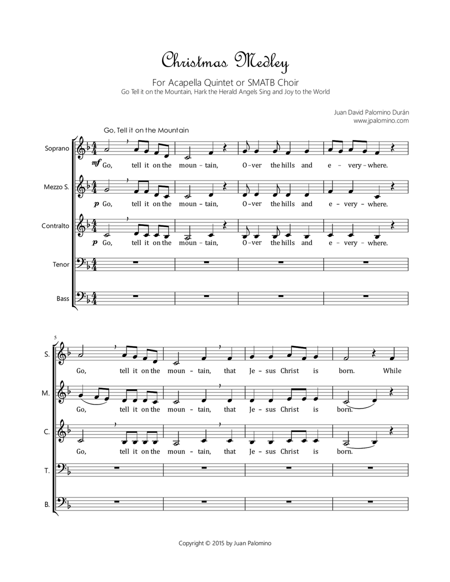 Christmas Medley A Capella (Joy to the World) 4-Part scores gallery preview page 2