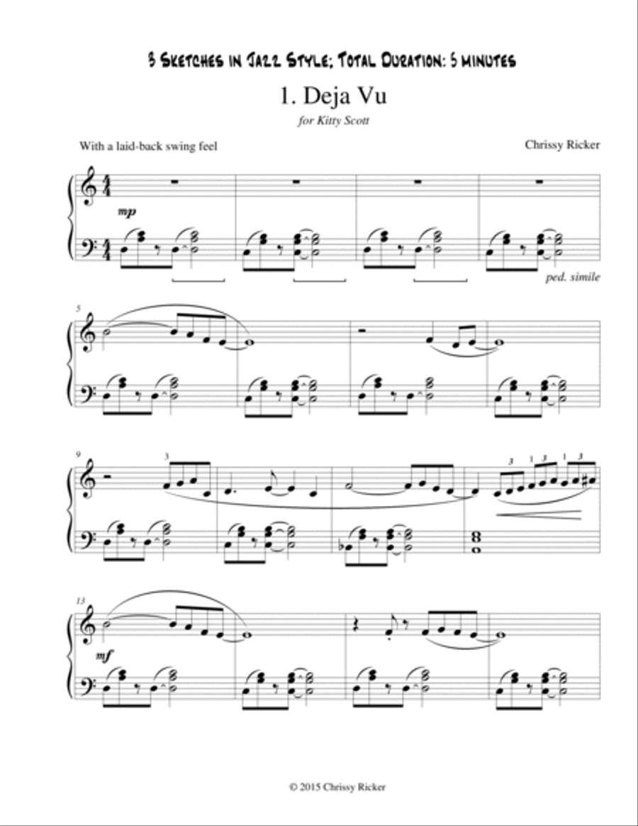 3 Sketches in Jazz Style Piano Solo scores gallery preview page 2
