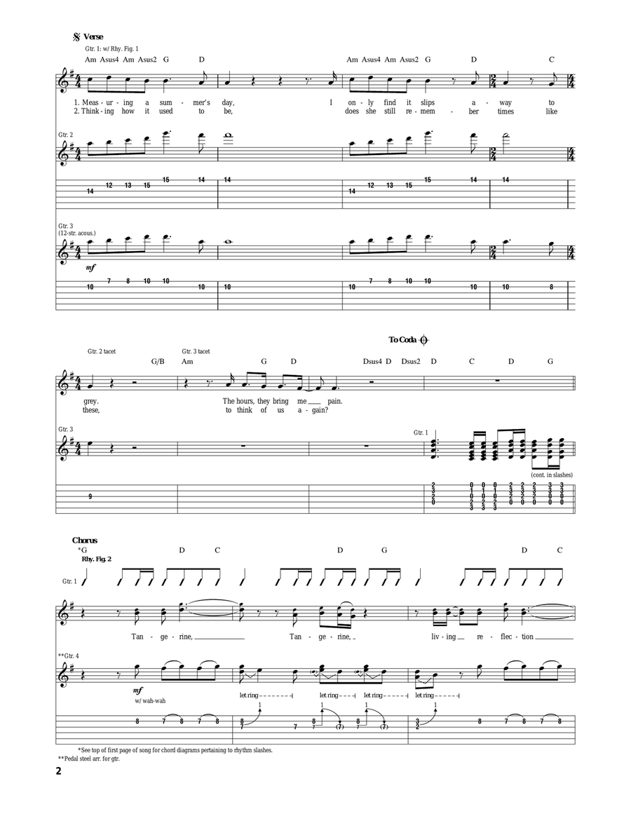 Tangerine Tangerine Acoustic Guitar scores gallery preview page 2