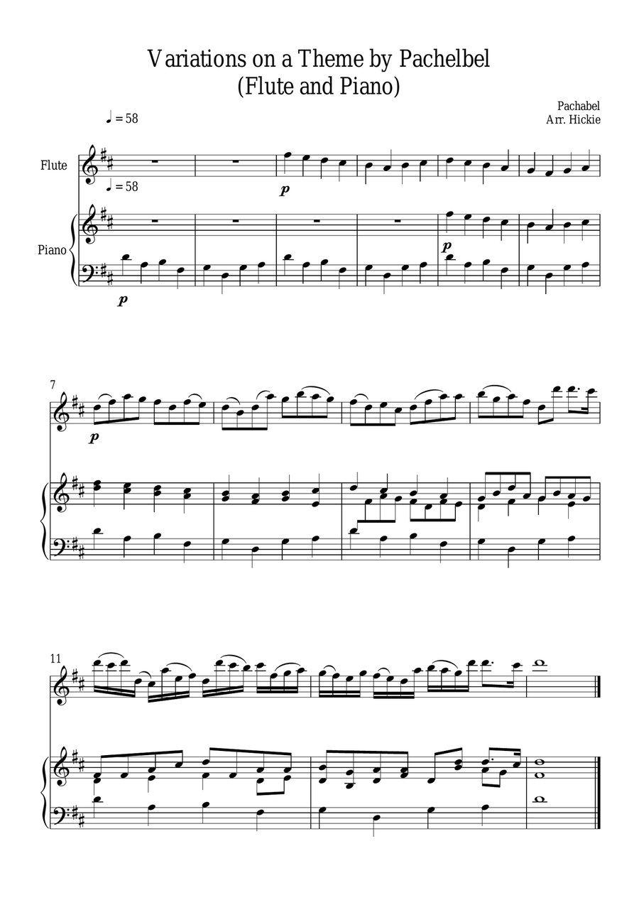 Variations on a Theme by Pachelbel Flute scores gallery preview page 2