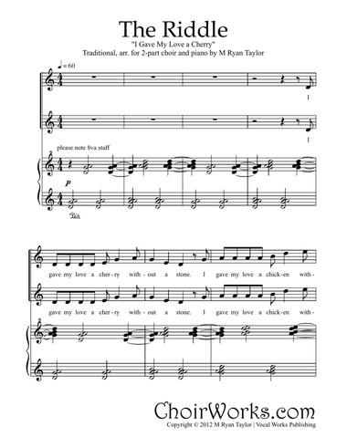 The Riddle (I Gave My Love a Cherry) : 2-part Choir and Piano