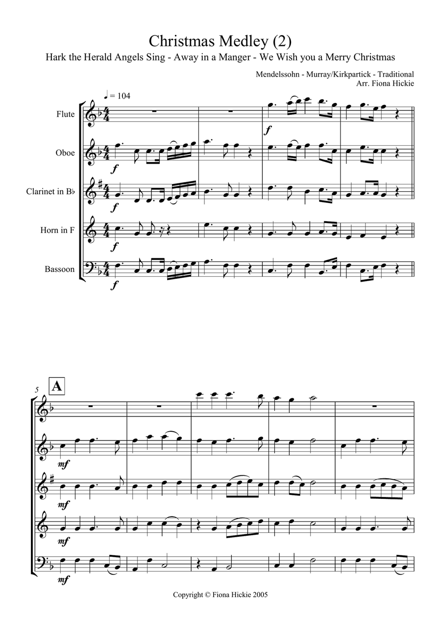 Christmas Medley (2) Christmas Medley (2) Woodwind Quintet scores gallery preview page 2
