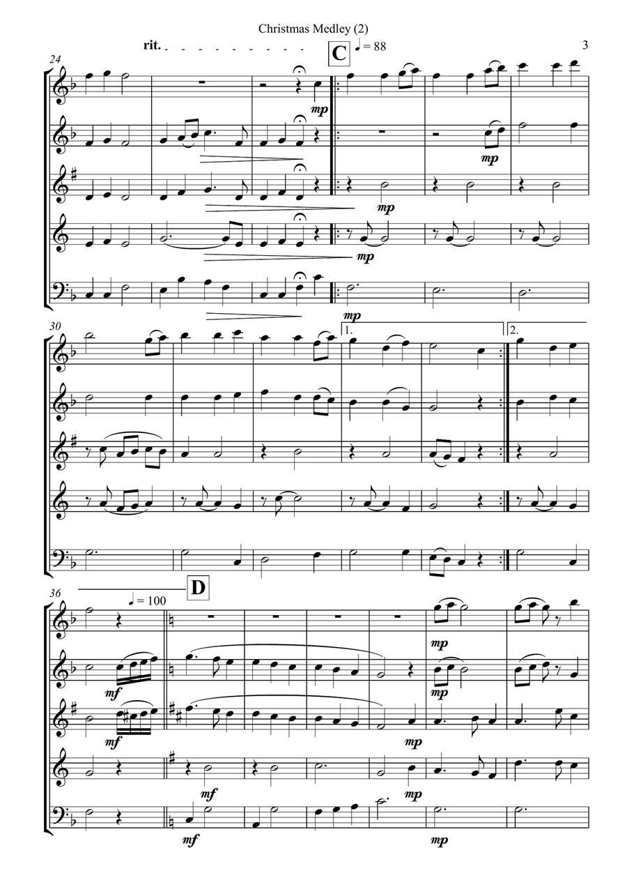 Christmas Medley (2) Christmas Medley (2) Woodwind Quintet scores gallery preview page 4