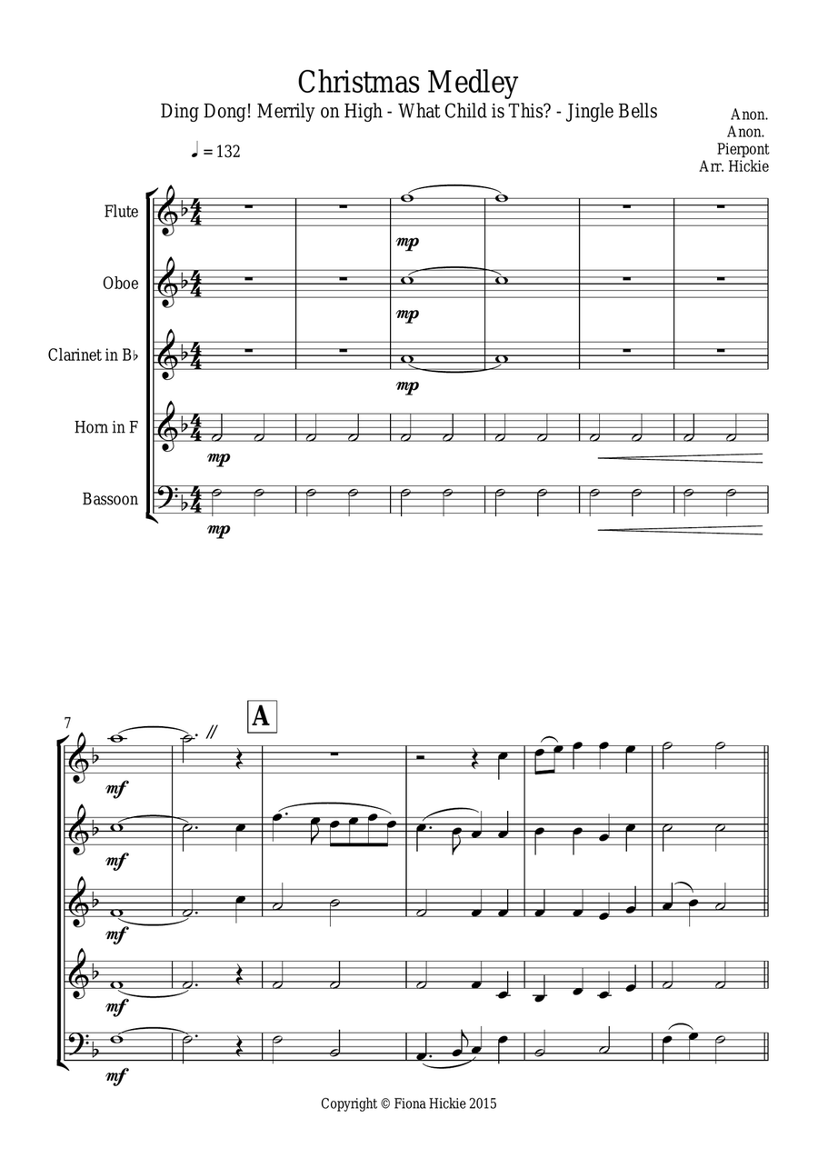 Christmas Medley Christmas Medley Woodwind Quintet scores gallery preview page 2
