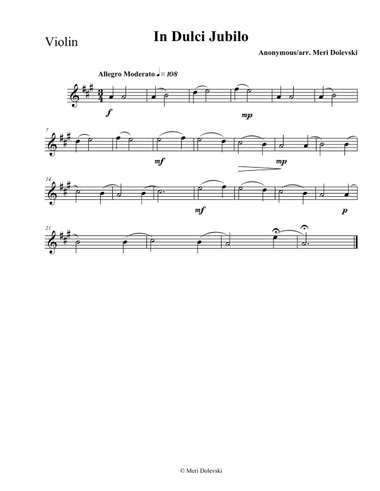 In Dulci Jubilo: violin/pno