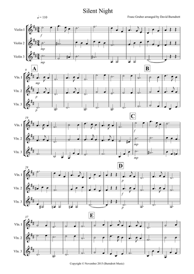 Silent Night for Violin Trio