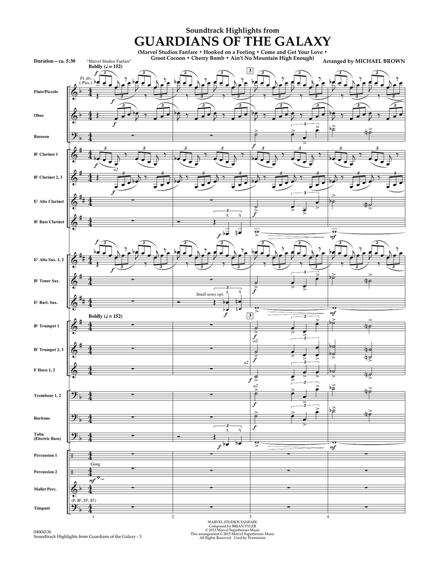 Soundtrack Highlights from Guardians of the Galaxy - Conductor Score (Full Score) Concert Band scores gallery preview page 2