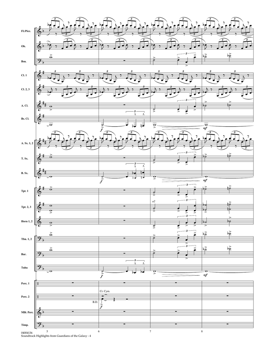 Soundtrack Highlights from Guardians of the Galaxy - Conductor Score (Full Score) Concert Band scores gallery preview page 3