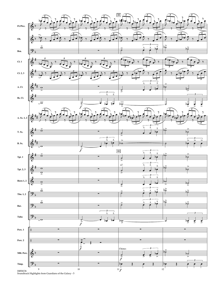 Soundtrack Highlights from Guardians of the Galaxy - Conductor Score (Full Score) Concert Band scores gallery preview page 4
