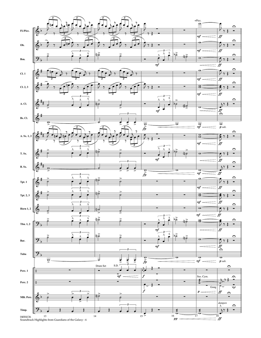 Soundtrack Highlights from Guardians of the Galaxy - Conductor Score (Full Score) Concert Band scores gallery preview page 5