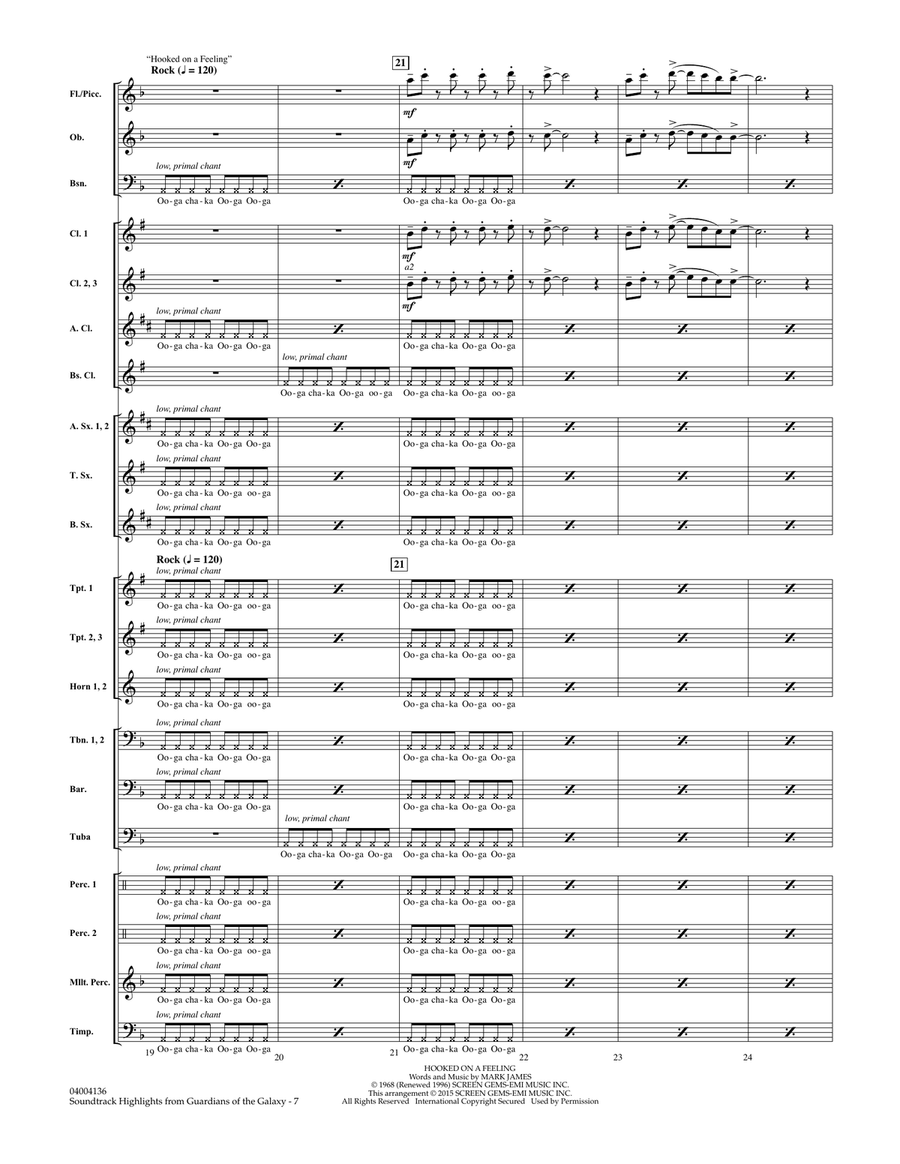 Soundtrack Highlights from Guardians of the Galaxy - Conductor Score (Full Score) Concert Band scores gallery preview page 6