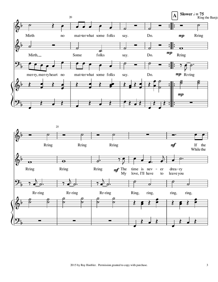 Some Folks Ring de Banjo 3-Part scores gallery preview page 4