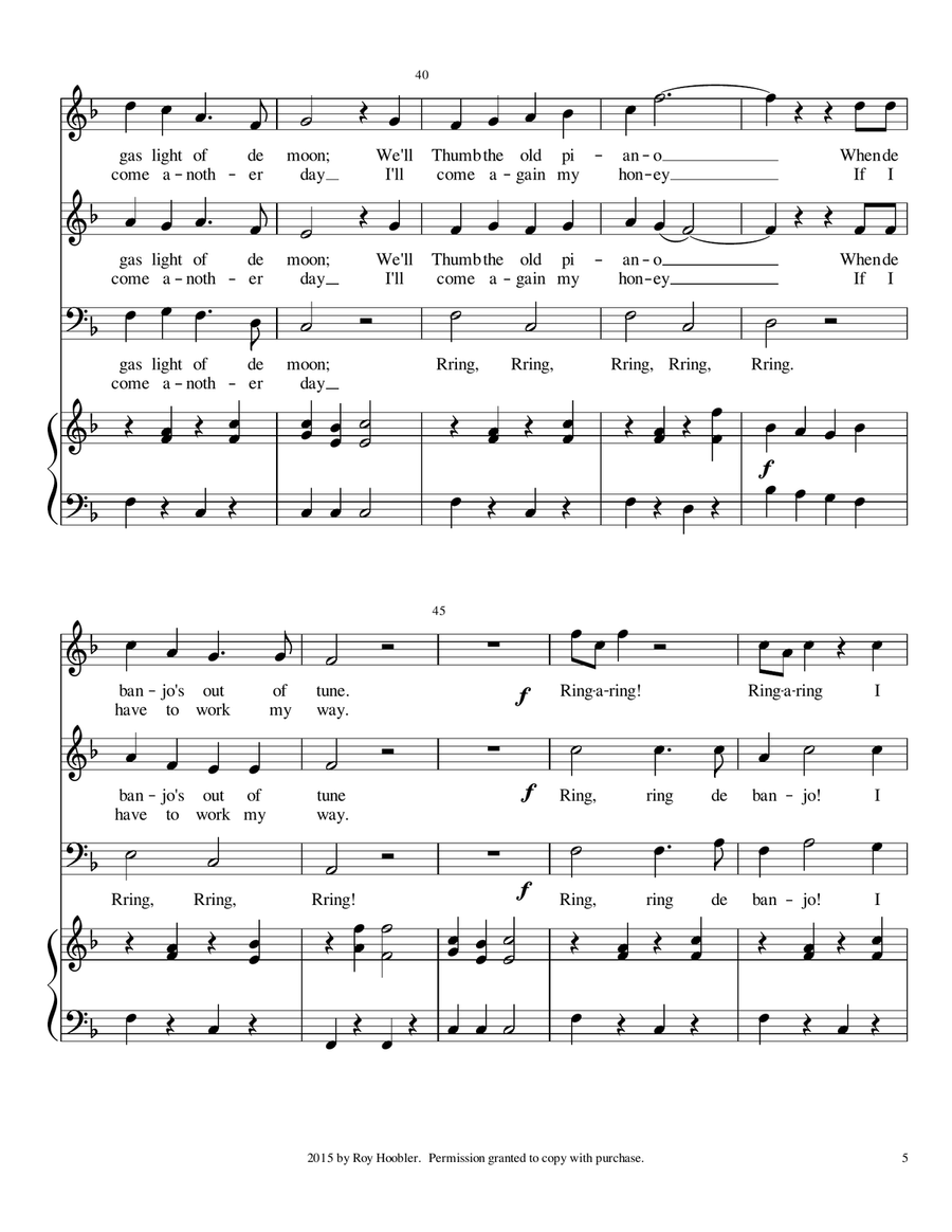 Some Folks Ring de Banjo 3-Part scores gallery preview page 6