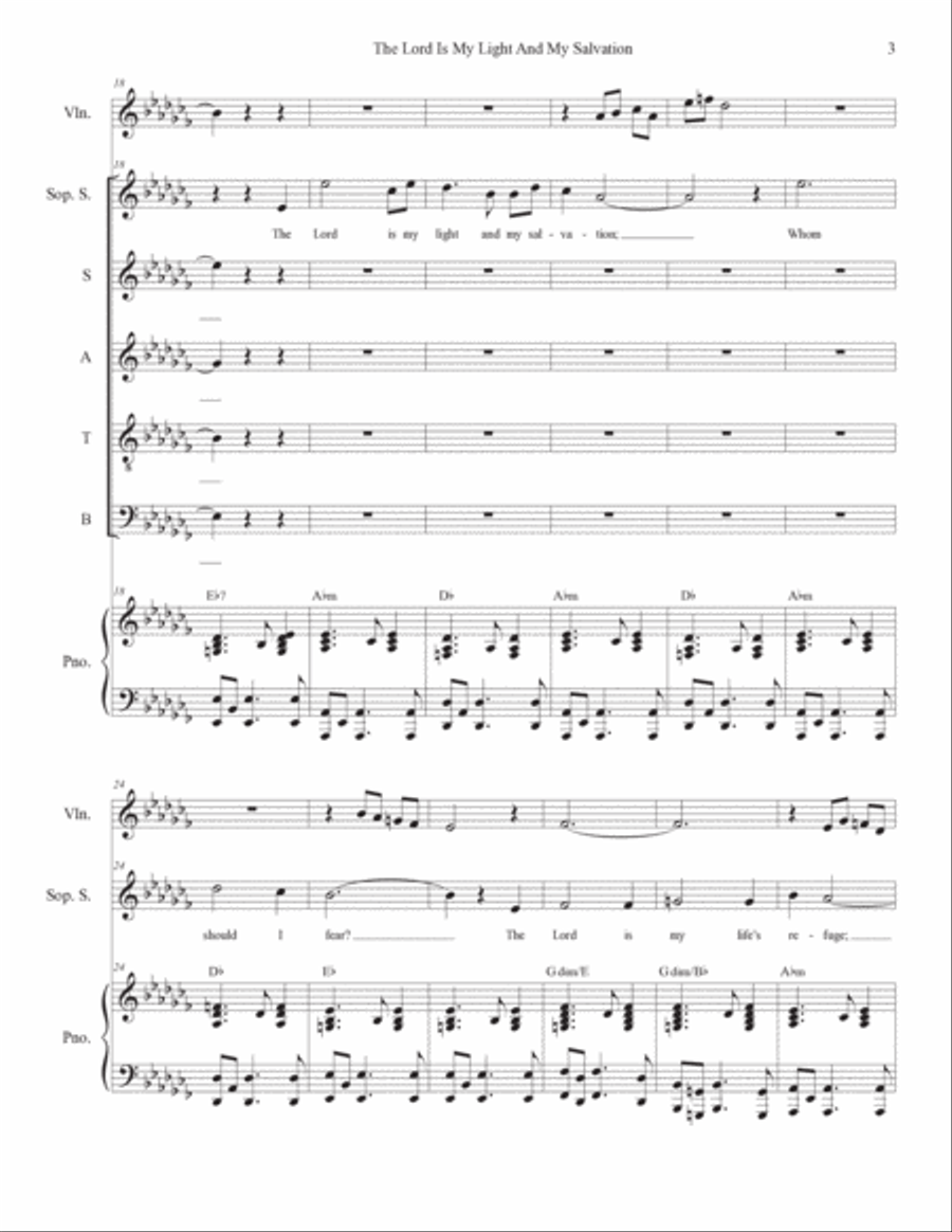 The Lord Is My Light And My Salvation (Psalm 27) (Soprano solo with SATB) 4-Part scores gallery preview page 3