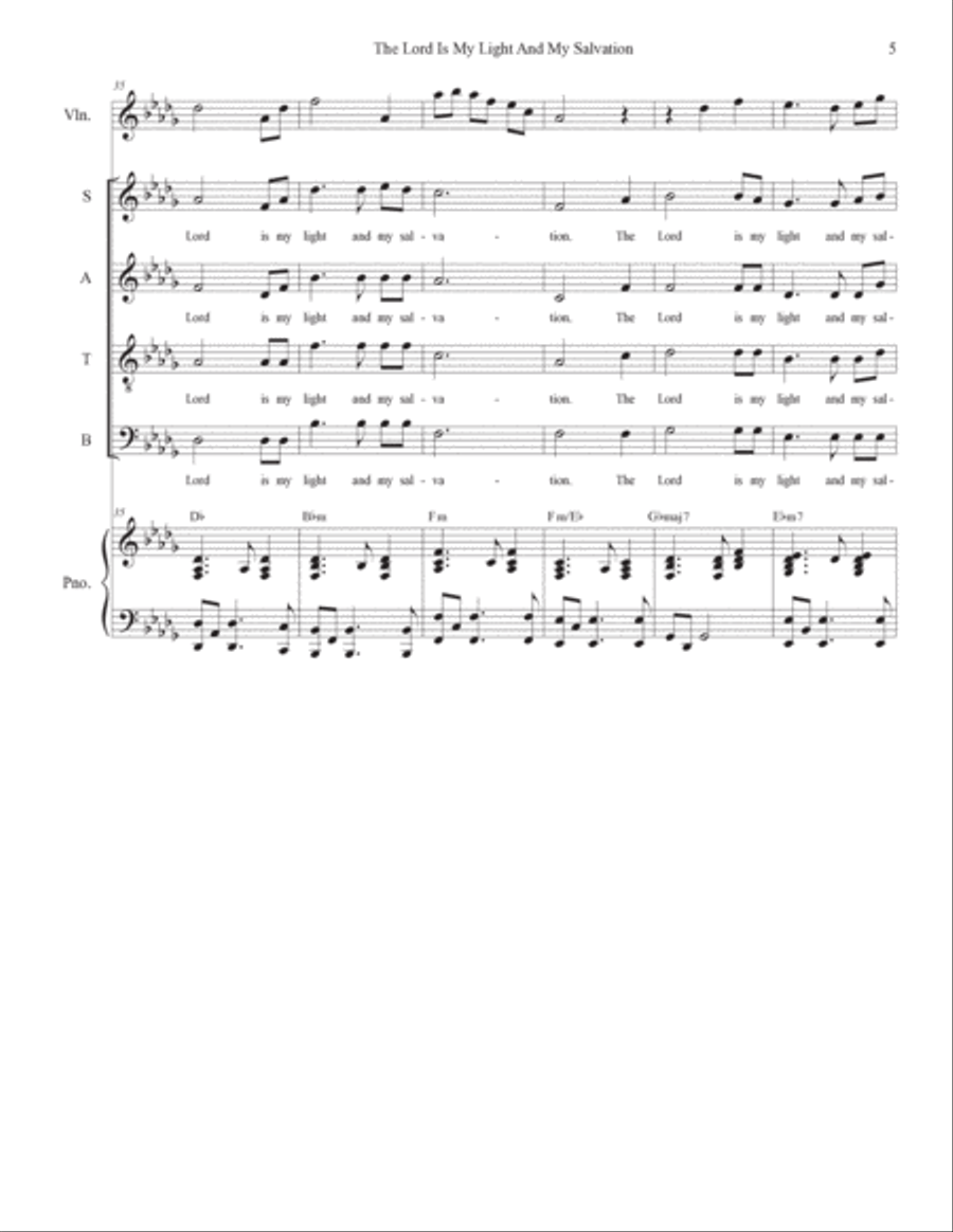 The Lord Is My Light And My Salvation (Psalm 27) (Soprano solo with SATB) 4-Part scores gallery preview page 5