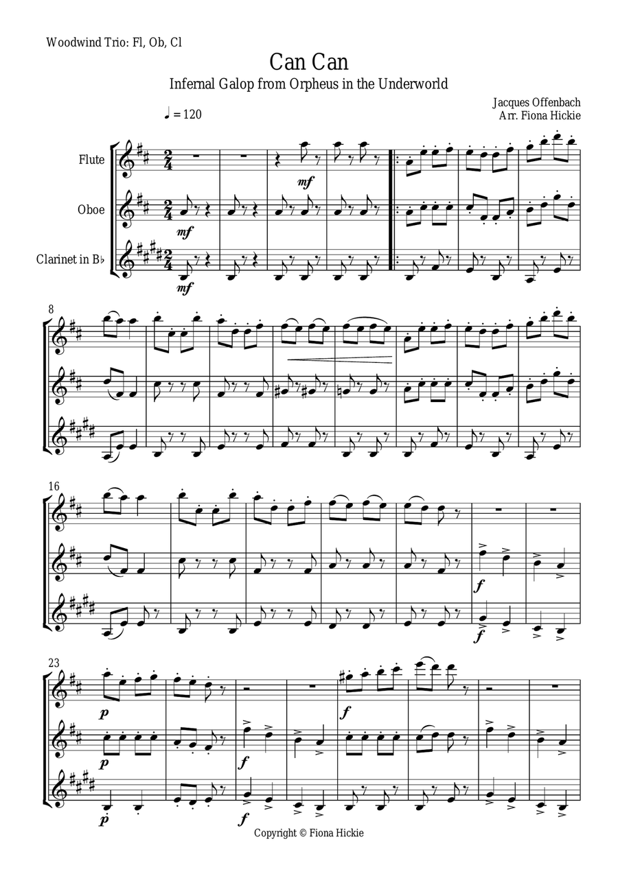 Can Can: Infernal Galop from Orpheus in the Underworld Woodwind Trio scores gallery preview page 2