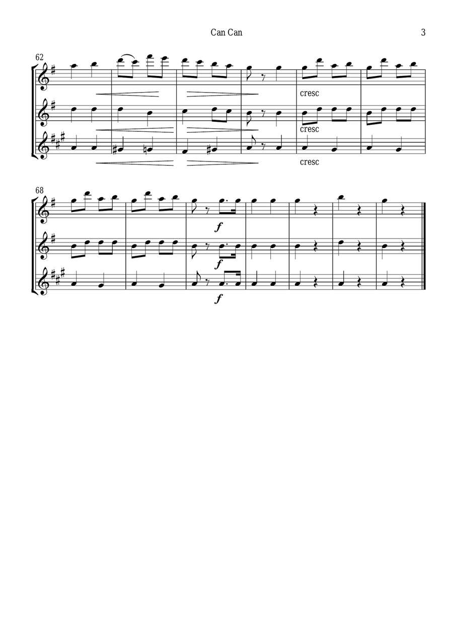 Can Can: Infernal Galop from Orpheus in the Underworld Woodwind Trio scores gallery preview page 4