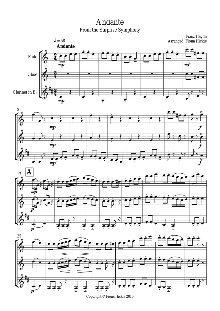 Andante: From the Surprise Symphony Woodwind Trio scores gallery preview page 2