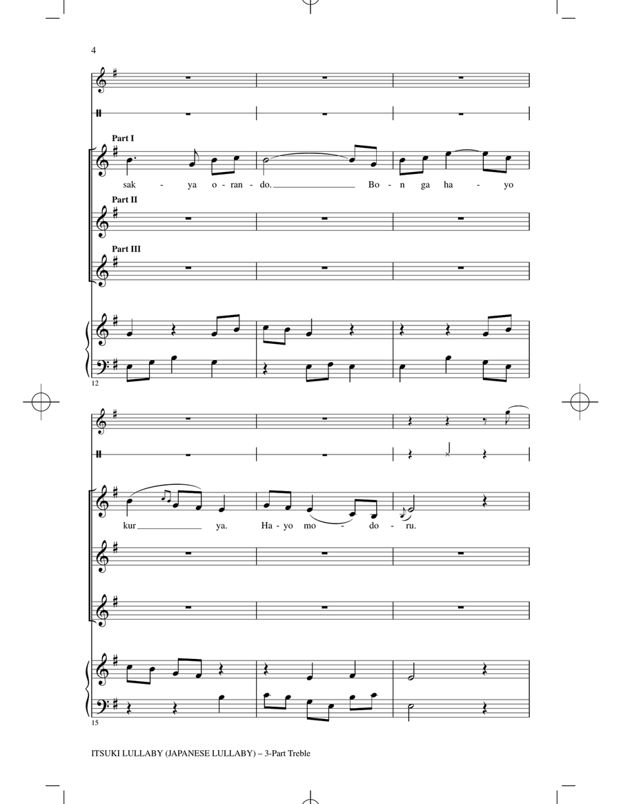 Itsuki Lullaby Itsuki Lullaby 3-Part scores gallery preview page 2