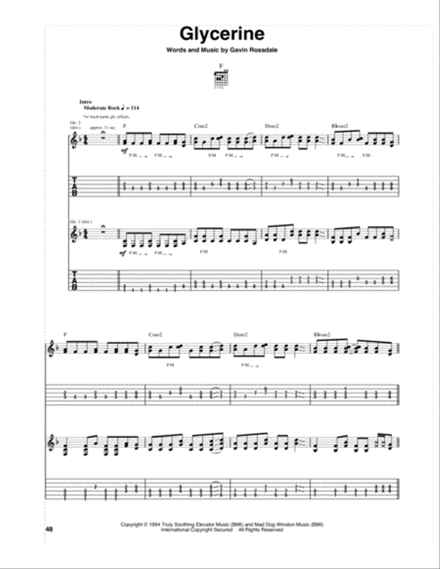 Glycerine Electric Guitar scores gallery preview page 1