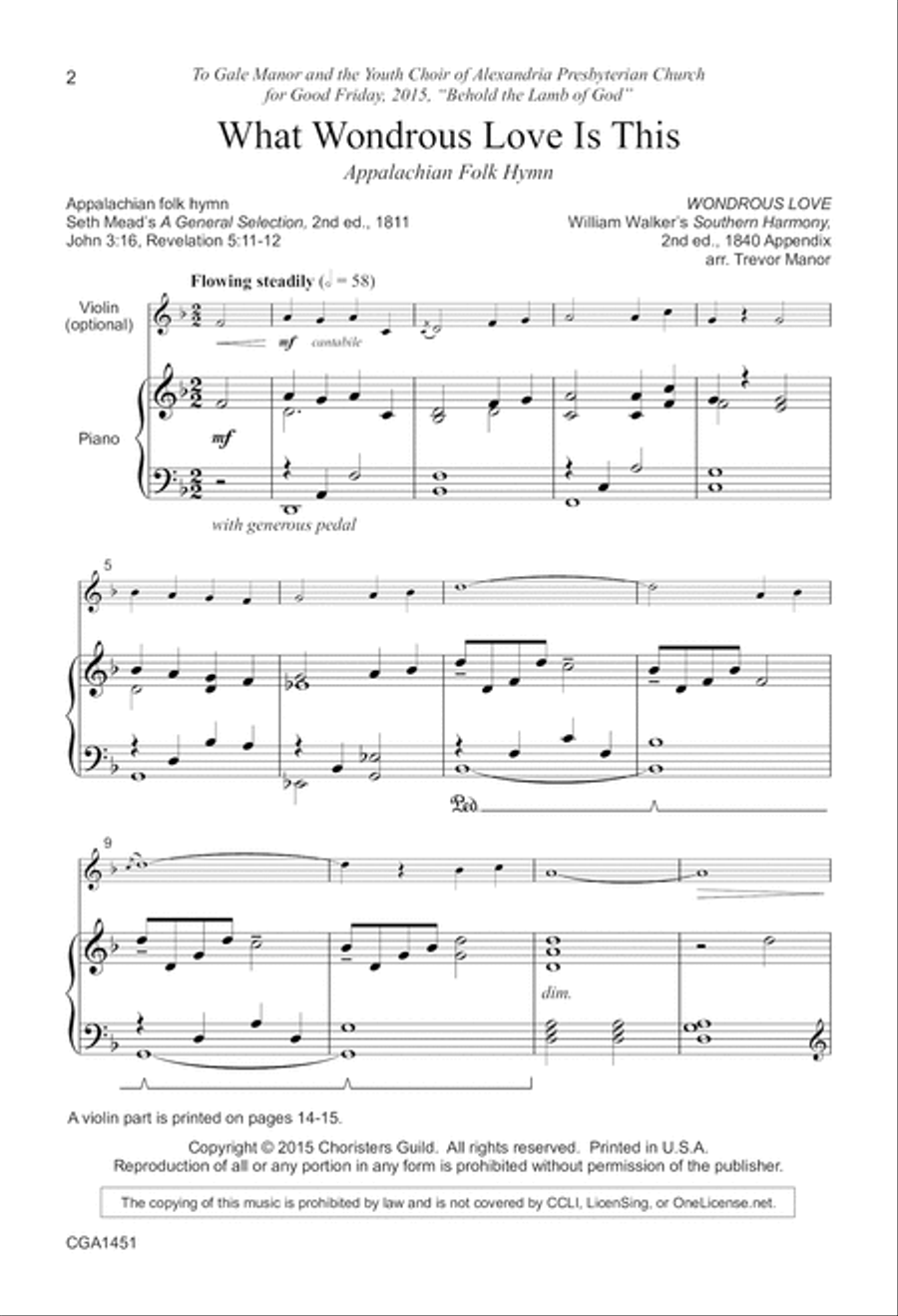 What Wondrous Love Is This [Appalachian folk hymn] 2-Part scores gallery preview page 2